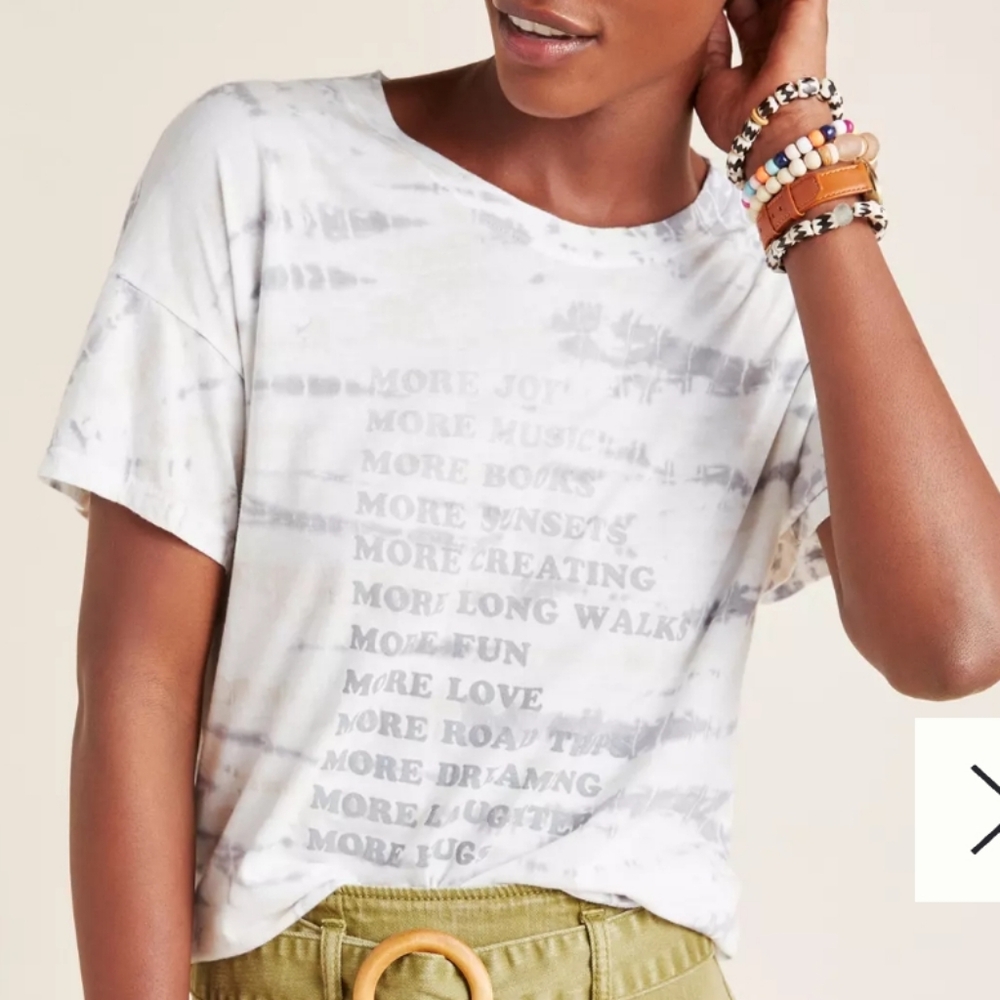 Anthropologie XL Good Hyouman Gray Tie Dye Graphic T-Shirt
